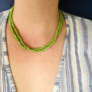 Bright green beaded necklace